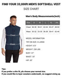 1.2 lbs 8000mm W/P Index Men's Softshell Fleece Lined Vest Outerwear with 7 Pockets - 33,000ft